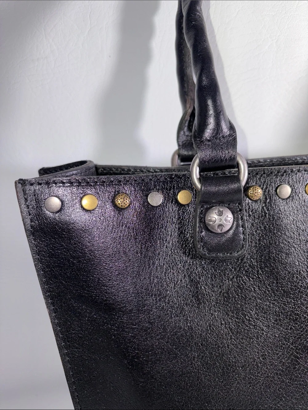 Patricia Nash Zancona Tote Black Leather Stud Detail